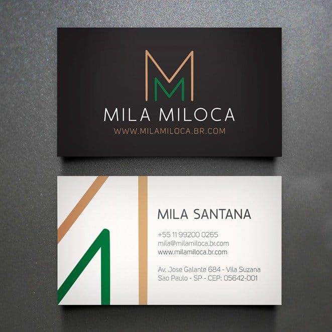 Mila Miloca business cards, dark and light versions